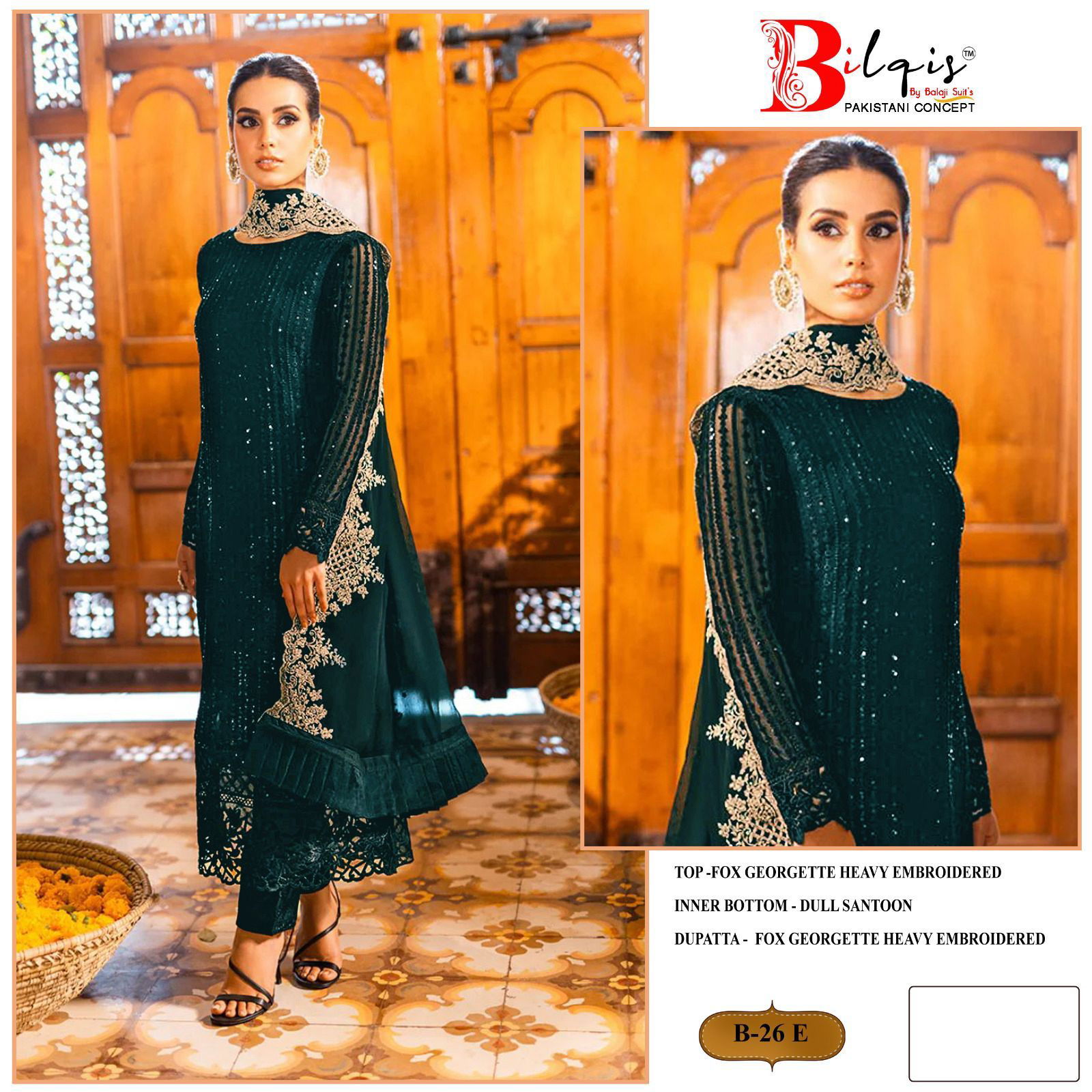 B 26 B To E By Bilqis Georgette Pakistani Suits Wholesale Clothing Suppliers In India
